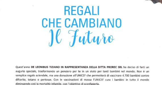 Unicef Regali Di Natale.Auguri Di Natale Regali Che Cambiano Il Futuro Prorec Srl